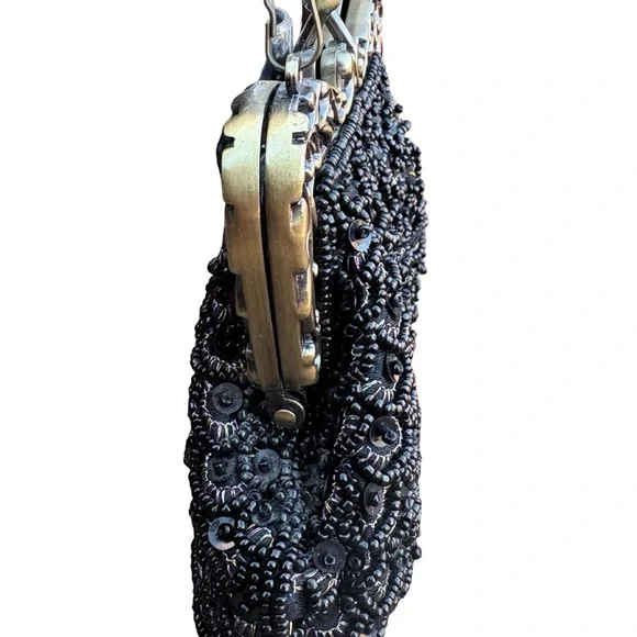 The Edwardian Revival Great Gatsby Style Black Fully Beaded Evening Bag - Picture 6 of 16